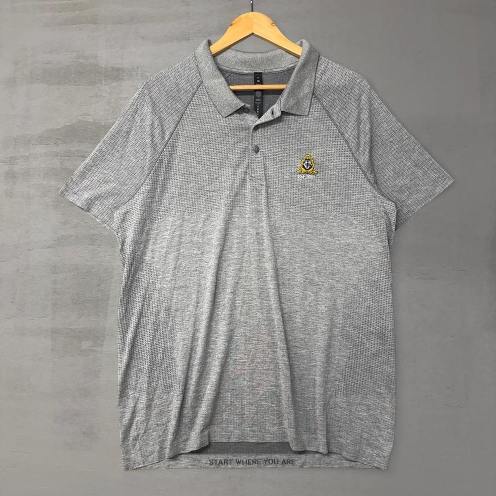 Lululemon Metal Vent Tech Golf Polo Heathered Grey‎ Performance Crest Logo XXL